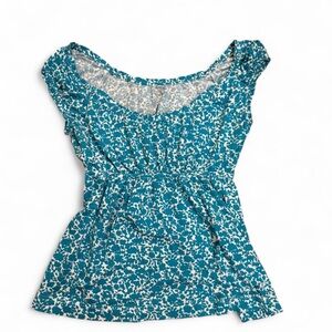 Y2K- Babydoll Coquette Blue Floral Top